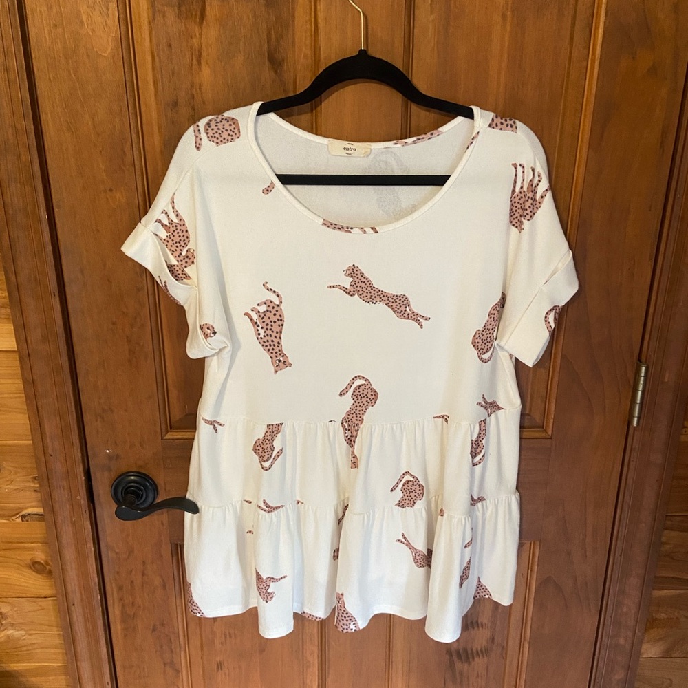 Entro White Short Sleeve Boxy Blouse